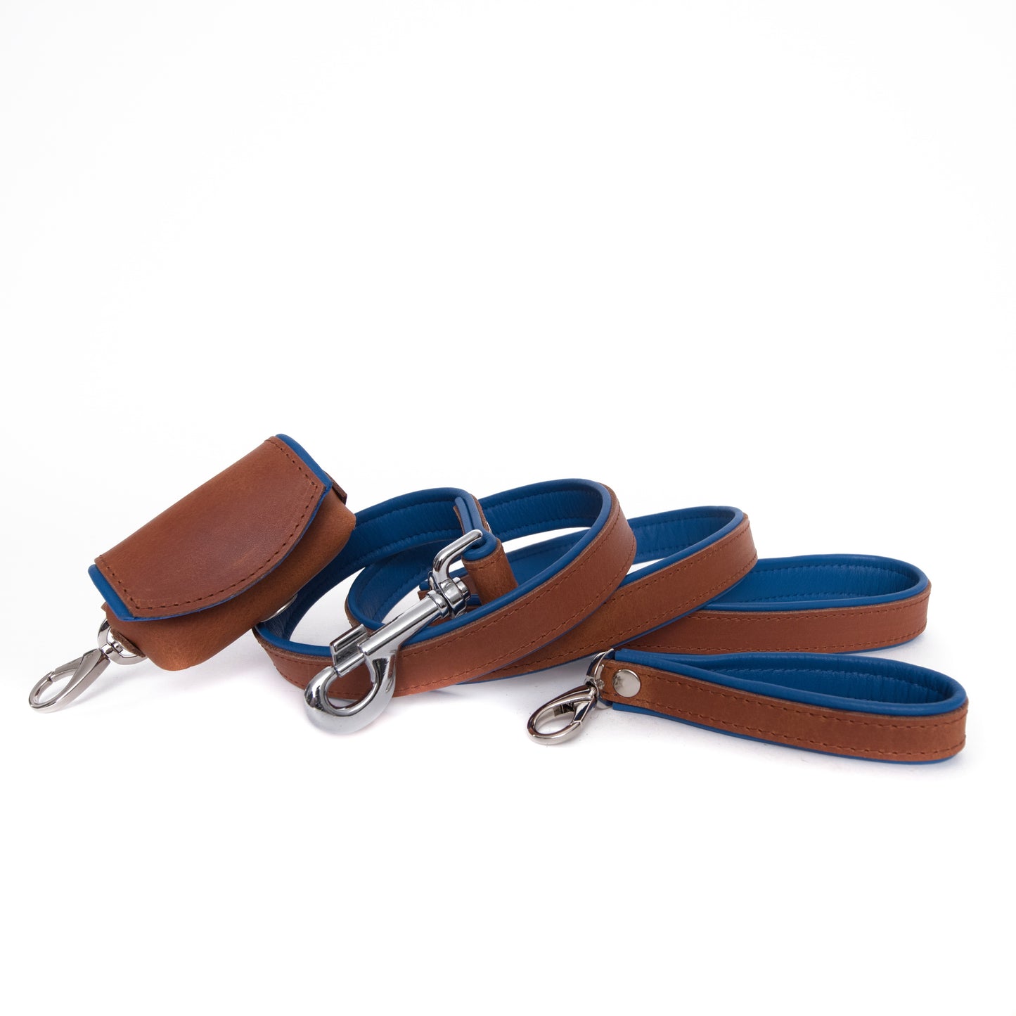 Zakjes houder - cognac / azure