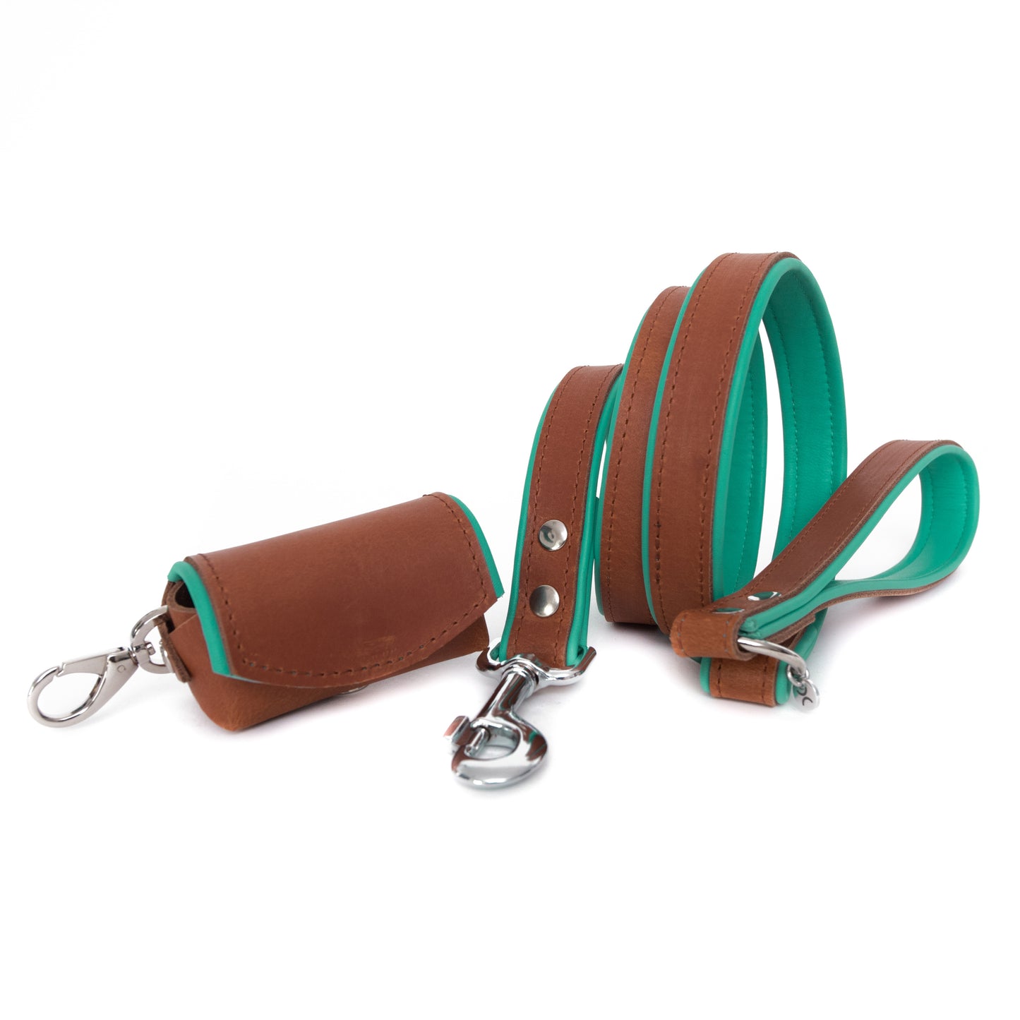 Zakjes houder - cognac / turquoise