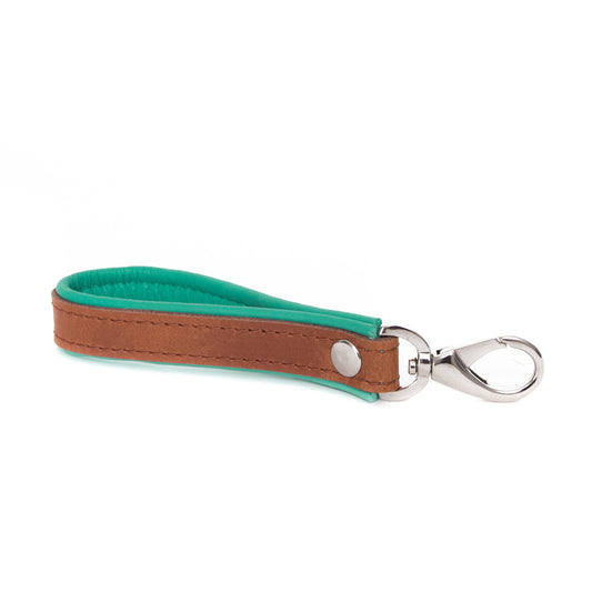 Sleutelhanger Bowie - cognac / turquoise